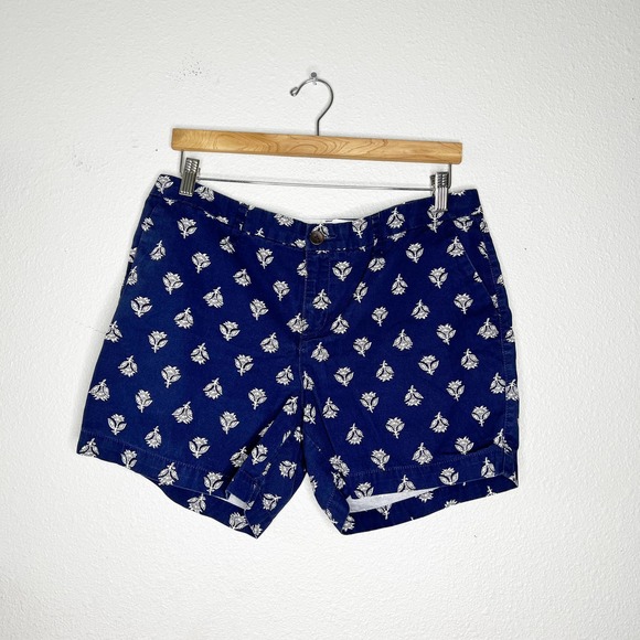 Old Navy Everyday Navy Blue Printed 100% Cotton Casual Shorts Women's Size 10 - Picture 7 of 7